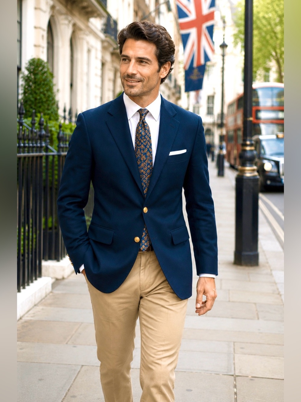 Burberry London Kensington Navy Wool Blazer Gold Buttons Men’s 37R